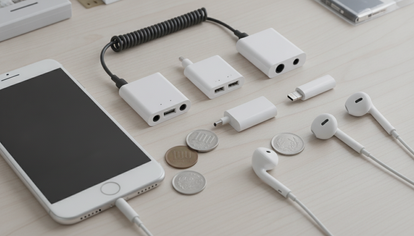 100均で購入できるiPhoneイヤホン変換アダプタの特徴と実状